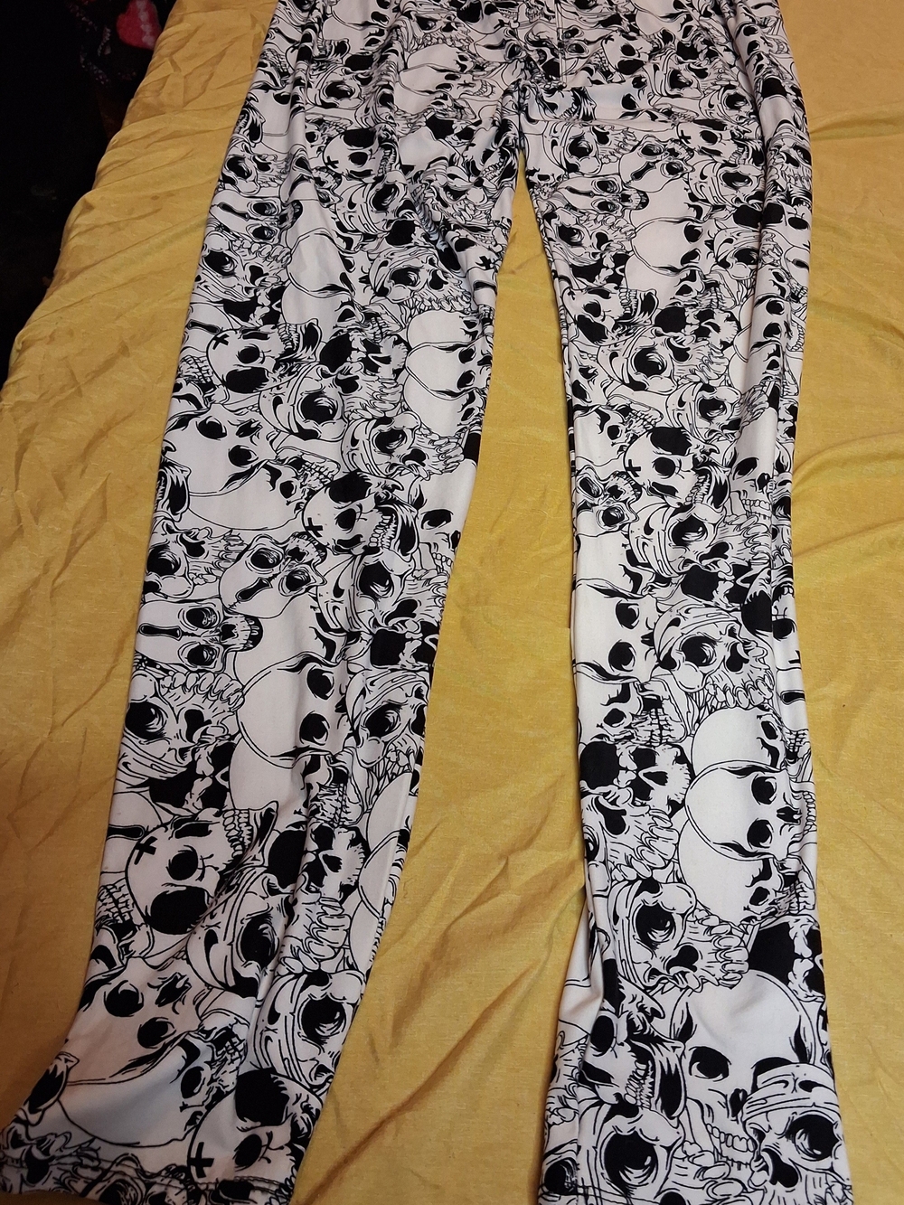 Black & White Skull Print Kids Leggings